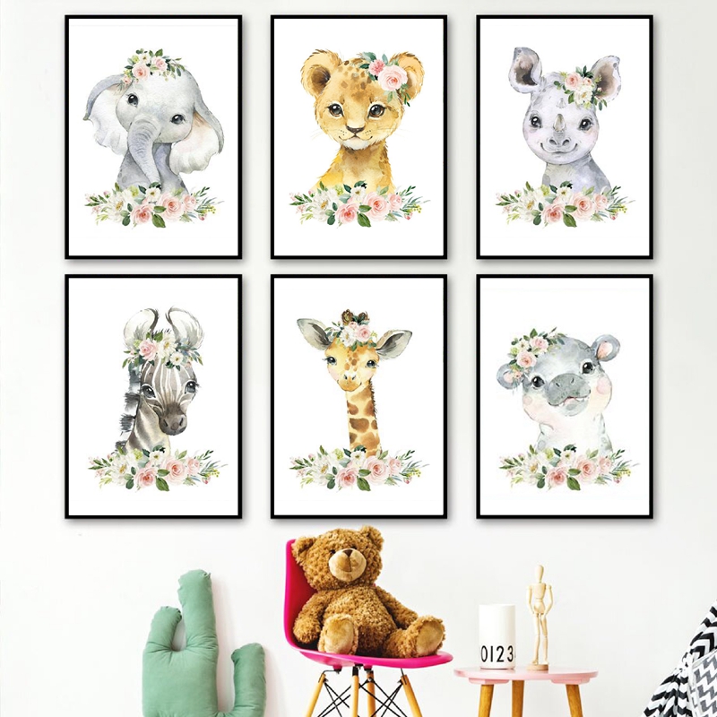 Baby Nursery Elephant - Impressions sur toile d'animaux de la