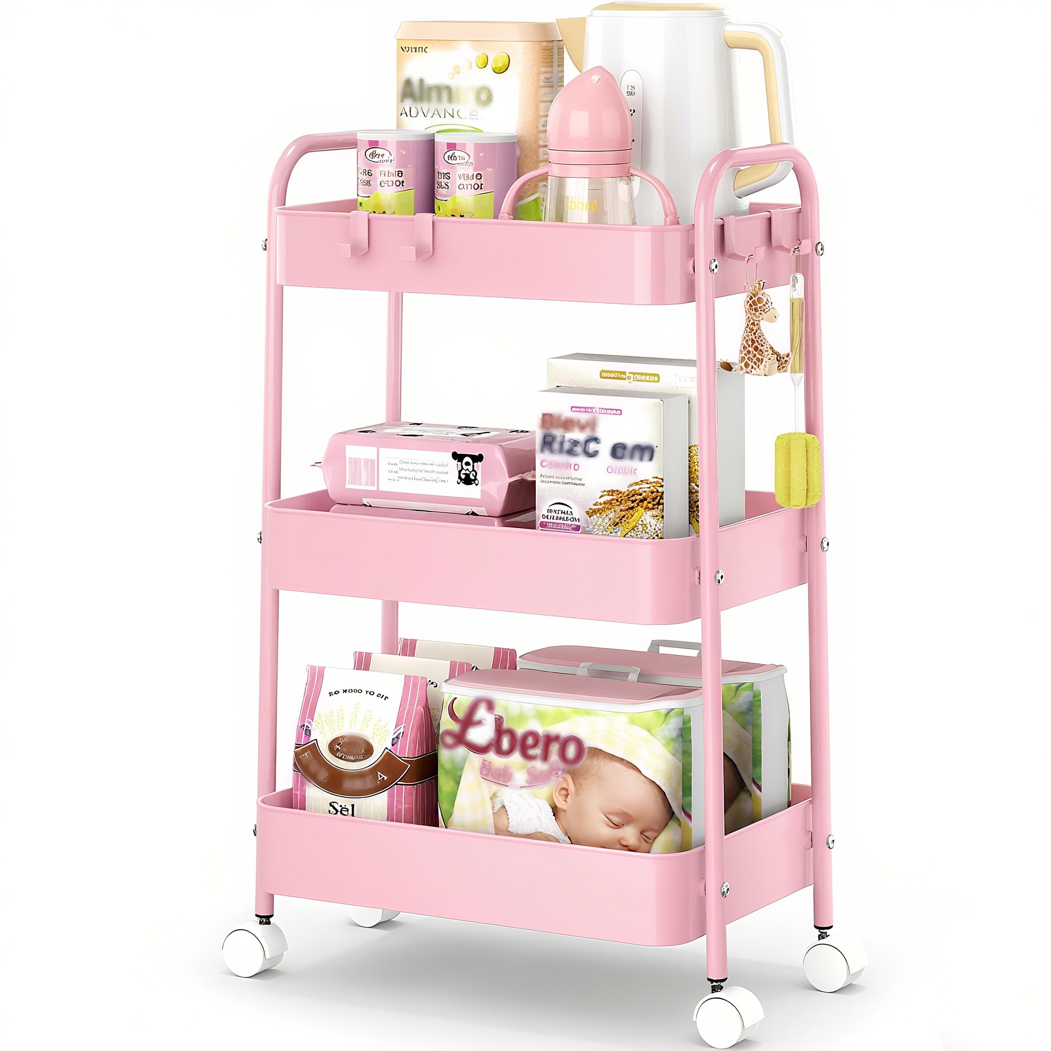 Baby Nursery Trolley - Chariot de rangement à 3 niveaux