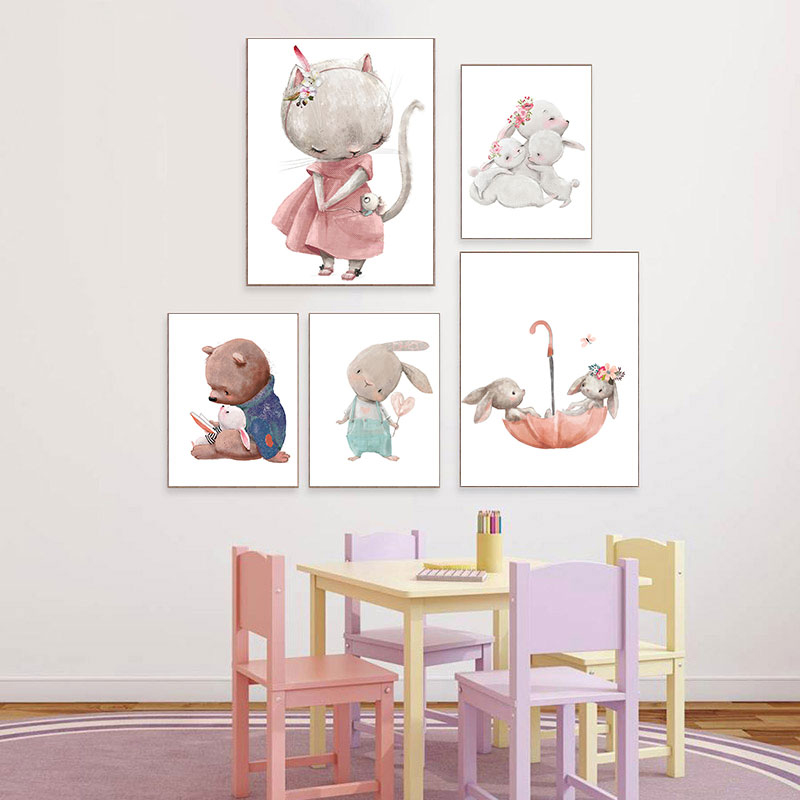 Baby Nursery Animal Prints - 1PC Impression d'art décorative sans cadre,