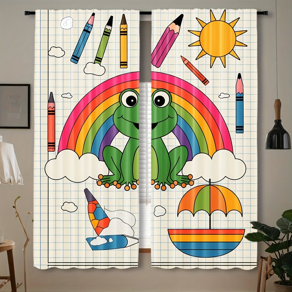 Baby Nursery Themes Boy - Décoration Murale Mignonne Grenouille Arc-en-ciel pour