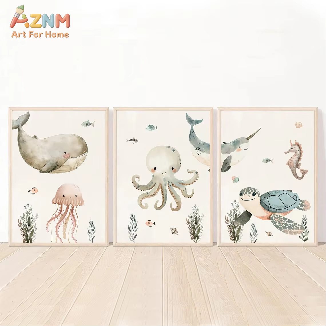 Baby Nursery Animal Prints - AZNM Tableau mural en toile avec