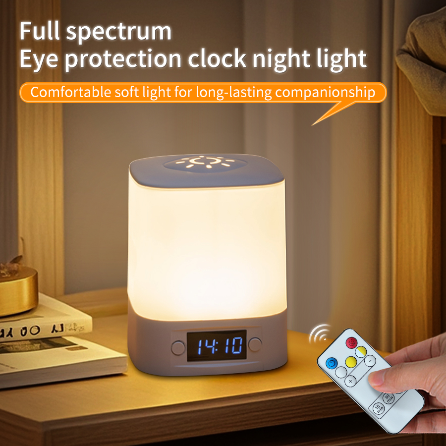 Baby Nursery Table Lamp - Veilleuse Led Portable avec horloge, affichage