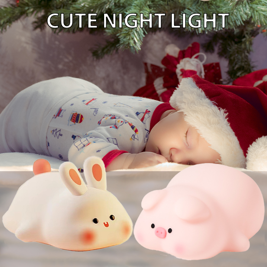 Baby Nursery Table Lamp - Piggy Bunny Veilleuse LED, Lampe de