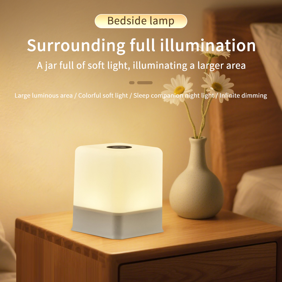 Baby Nursery Table Lamp - Lampe de chevet LED tactile rechargeable,