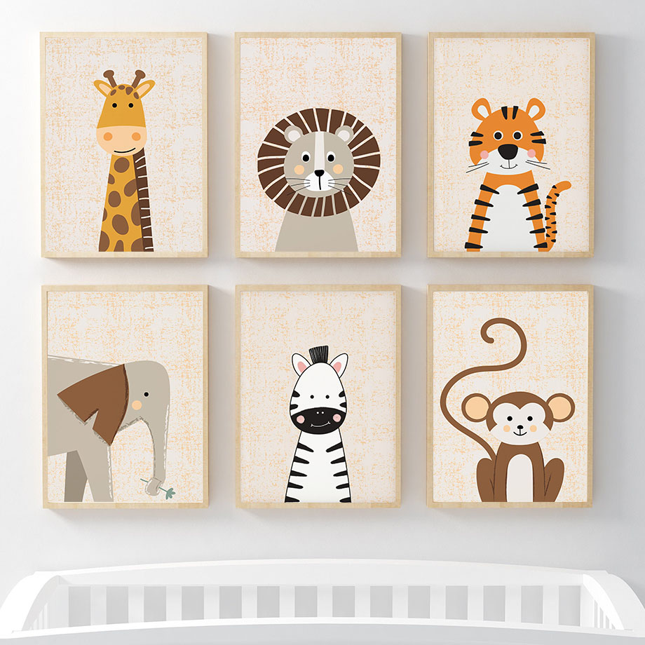 Baby Nursery Elephant - Tableau mural en toile avec motifs