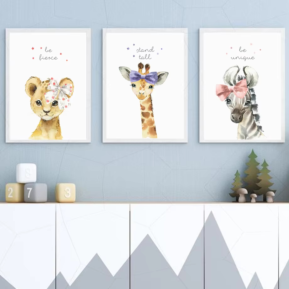 Baby Nursery Elephant - Lion zèbre girafe éléphant hippopotame fleur