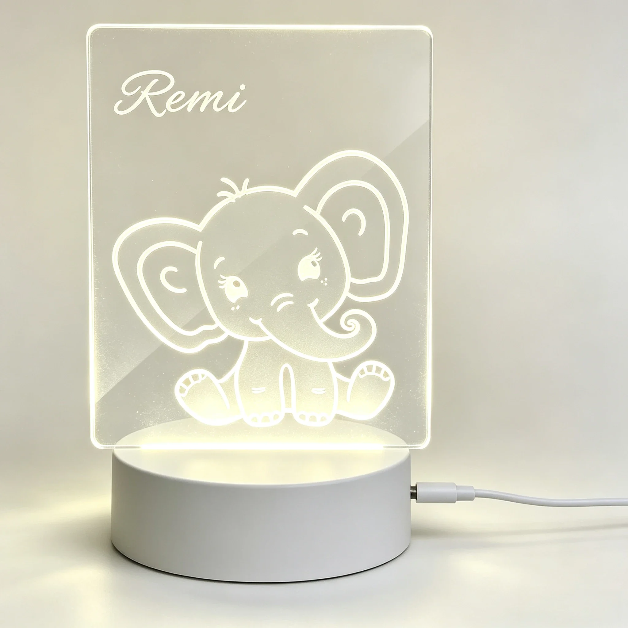Baby Nursery Elephant - Lampe de nuit en acrylique avec