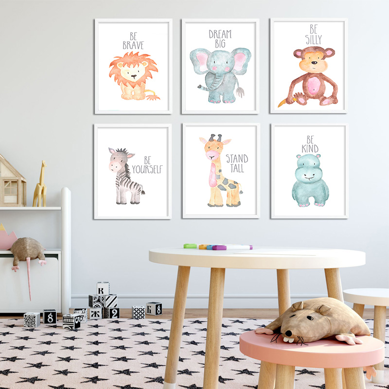 Baby Nursery Elephant - Affiche Murale en Toile avec Animal