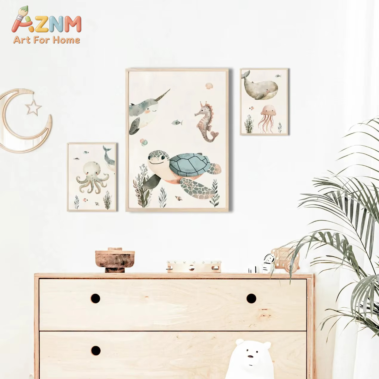 AZNM Tableau mural en toile av - Baby Nursery Animal Prints avis et prix