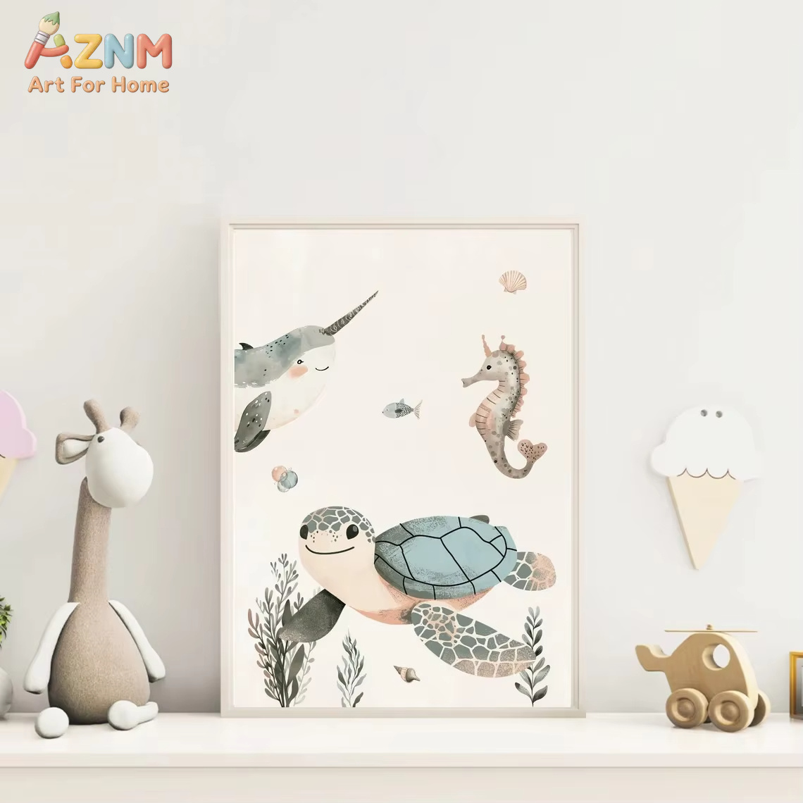AZNM Tableau mural en toile av - Baby Nursery Animal Prints avis et prix