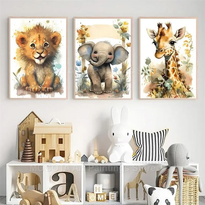 Aquarelle Lion girafe tigre él - Baby Nursery Elephant avis et prix