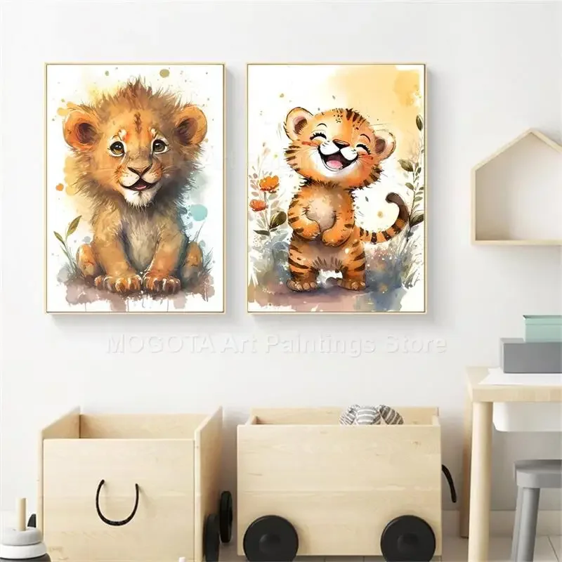 Aquarelle Lion girafe tigre él - Baby Nursery Elephant avis et prix