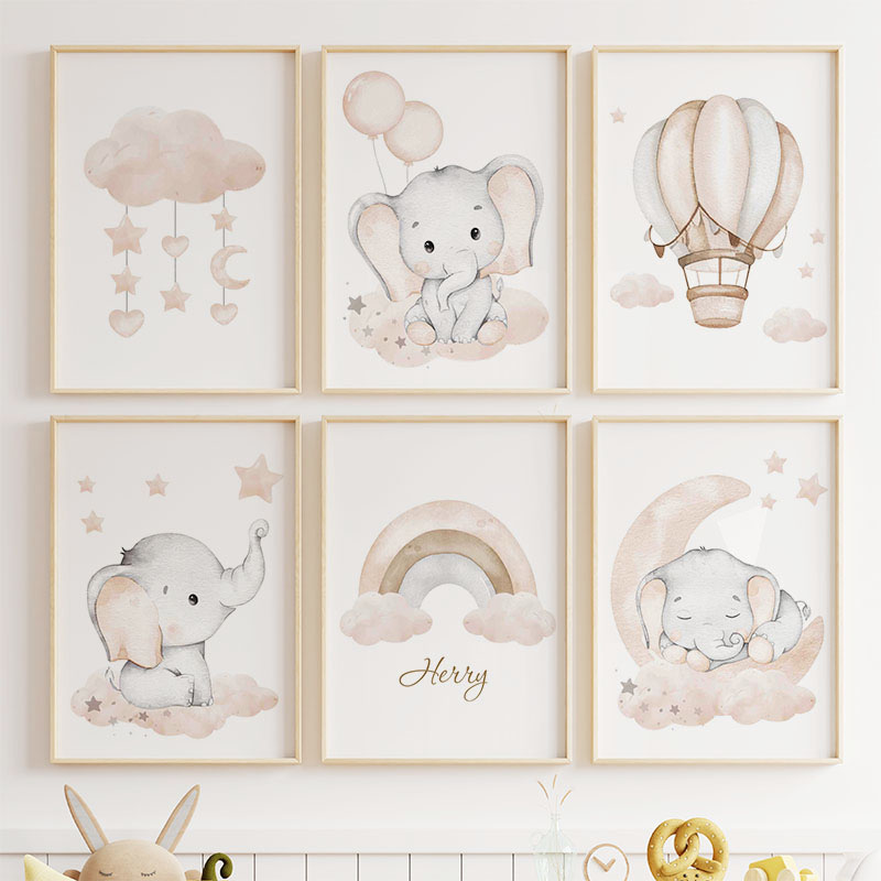 Toile d'Art Mural en Forme d'É - Baby Nursery Elephant avis et prix