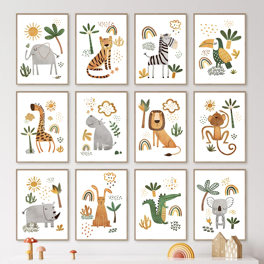 Toile d'art mural girafe, élép - Baby Nursery Elephant avis et prix