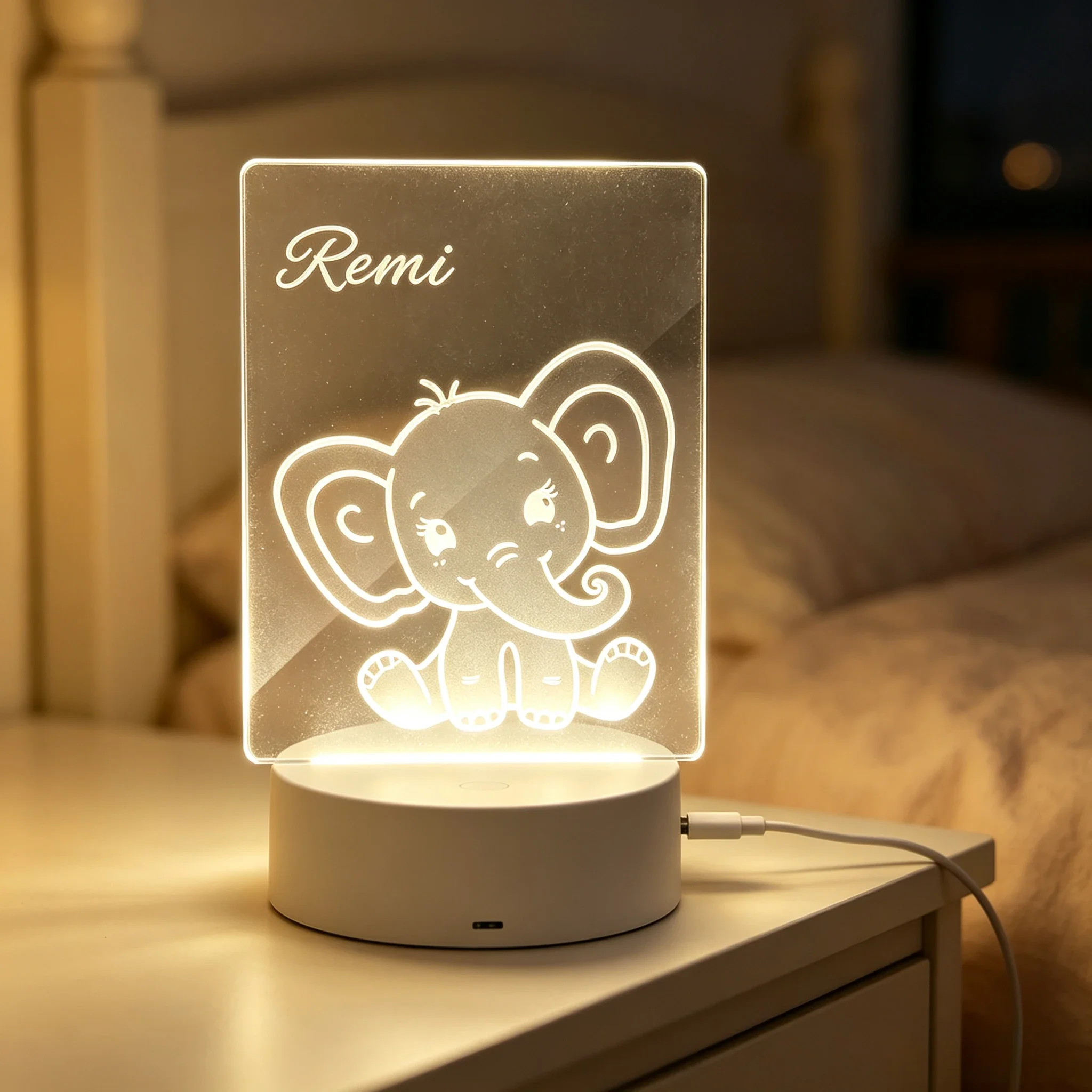 Lampe de nuit en acrylique ave - Baby Nursery Elephant avis et prix