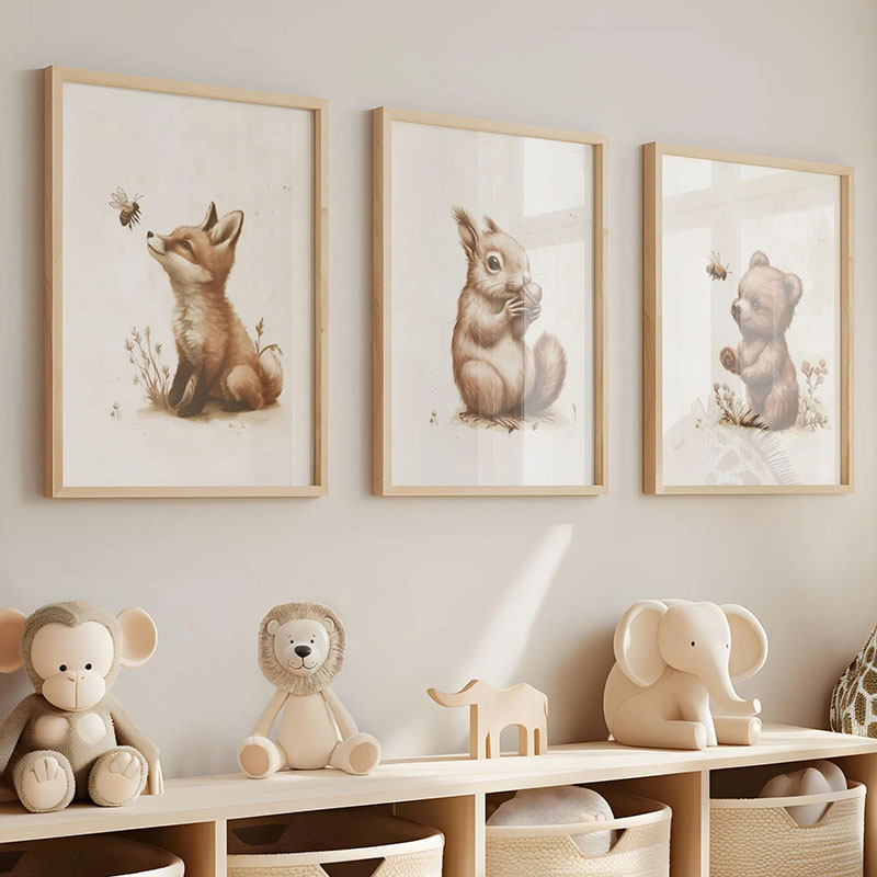 Affiches d'animaux (Ours, Lapi - Baby Nursery Animal Prints avis et prix