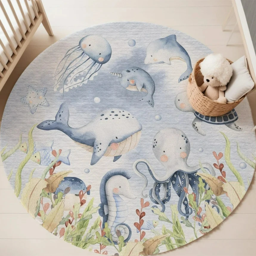 Tapis rond bleu marine pour sa - Baby Nursery Animal Prints avis et prix
